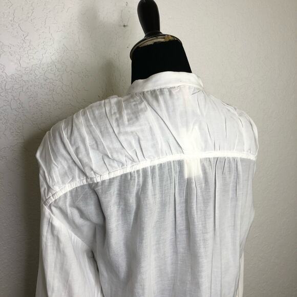 Anthropologie Pilcro top womens XS NEW white pleated shoulder popover oversized - Picture 13 of 16